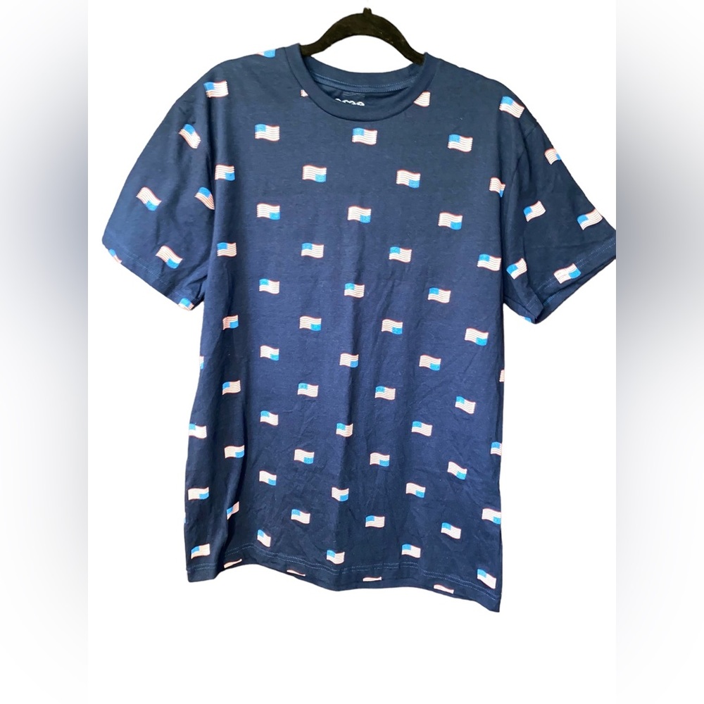 Men’s Short Sleeve T-Shirt Patriotic Red White Blue American Flag Navy Blue NEW